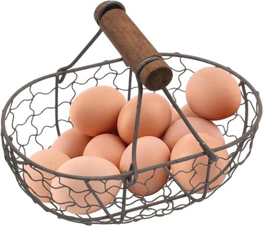 Eiermand Opbergmand Keuken Decoratie Rustiek Boerderij Design 18 x 12 cm Zwart Grijs