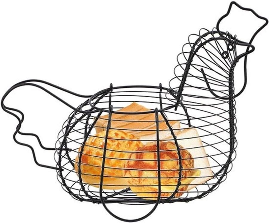 Eiermand Draadmand Keuken Eieren Verzamelen Met Kip Decoratie 24 Eieren Capaciteit Zwart