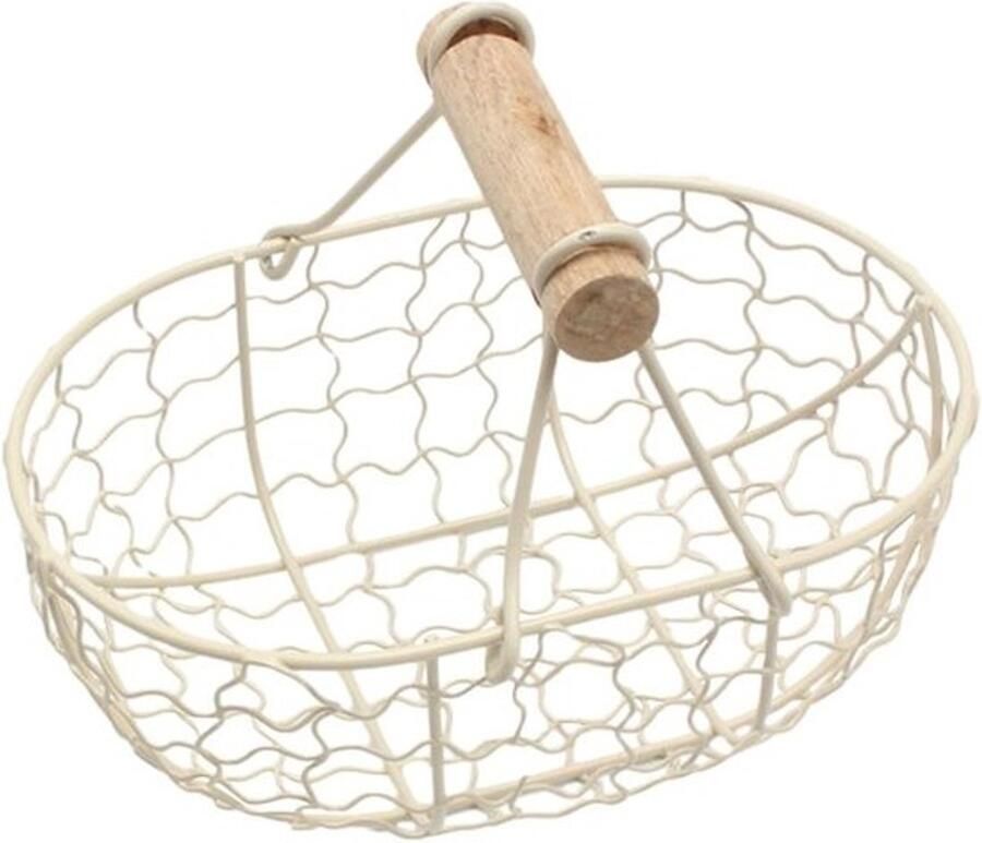 Eiermand Draadmand Keuken Opslag Eieren Decoratieve Boerderijstijl 18 x 12 cm Romig