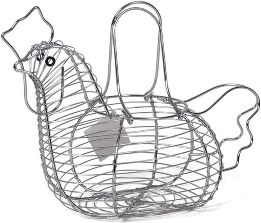 Eiermand Draagmand Eieren Verzamelen Duurzaam Materiaal 35x25 cm Zilverkleurig