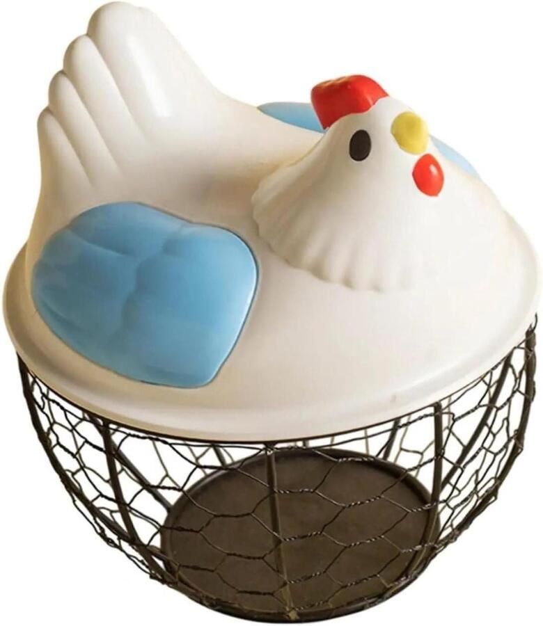 Eiermand Eierhouder Eieren Bewaren Grote Capaciteit 19.8 cm x 21.5 cm Blauw Zwart Raster