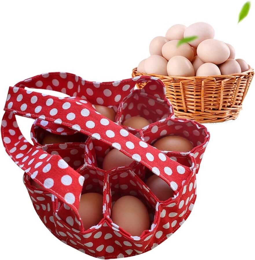 Eiermand Eierhouder Eieren Verzamelen Stevige Polyester Stof 23 x 22 cm Rood