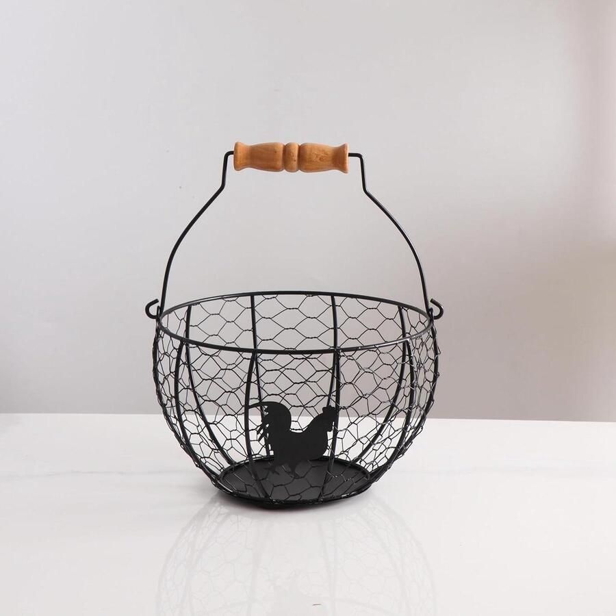 Eiermand Eierhouder mand Keuken Organisatie Vintage Stijl 20 x 20 x 13 cm Zwart