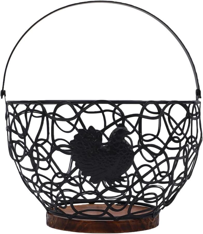 Eiermand Eieropberger Eieren Verzamelen Met Haan Decoratie 21 x 21 x 15 cm Zwart