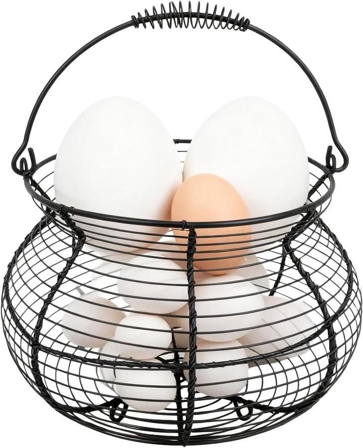 Eiermand Eierrekje Opbergmand Eieren Verzamelen Vintage Design 166mm Zwart