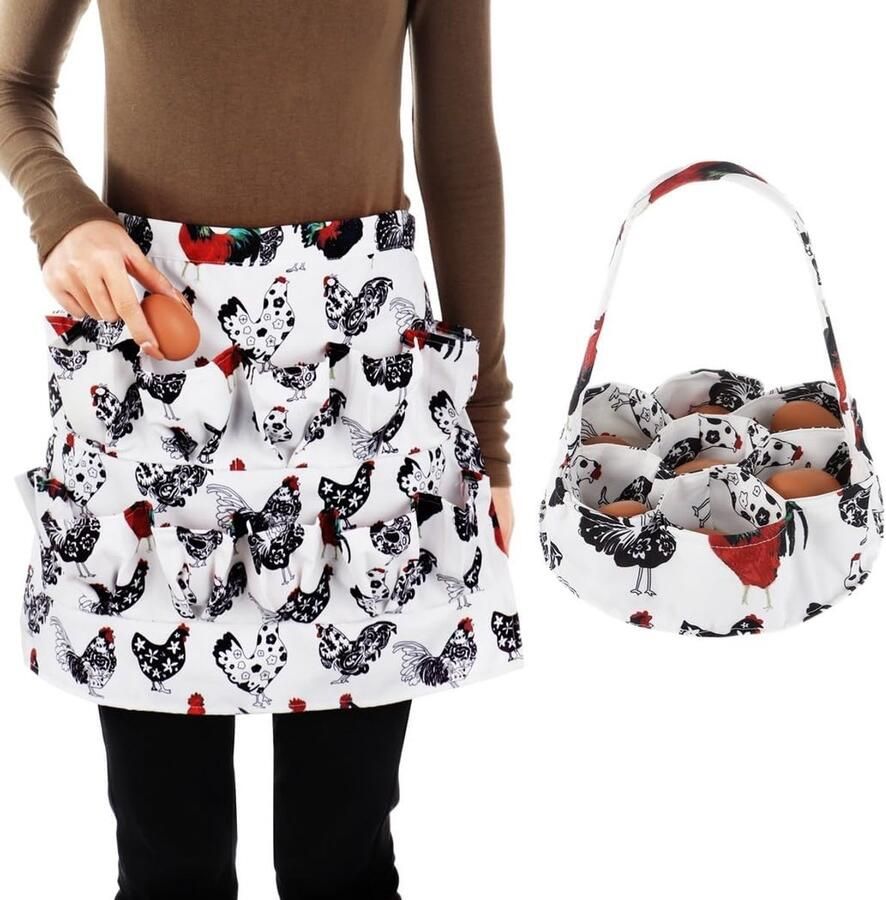 Eiermand en schort Verzamelset voor eieren Oogsten van eieren Canvas met 19 zakken