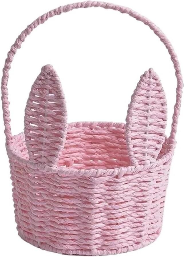 Eiermand Gevlochten Decoratieve mand Eieren Verzamelen Grote capaciteit 20x20x26cm Roze