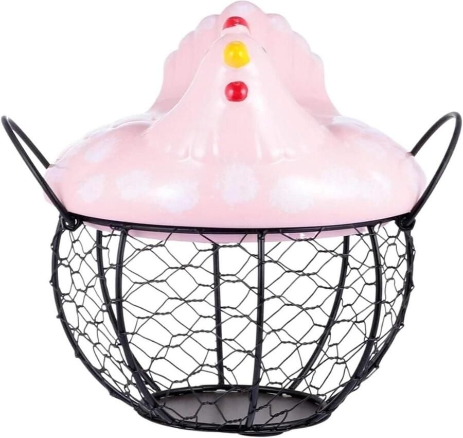 Eiermand Keramiek Opbergmand Kip Eieren Verzamelen Schattig Boerderij Design 19 cm Lengte Wit