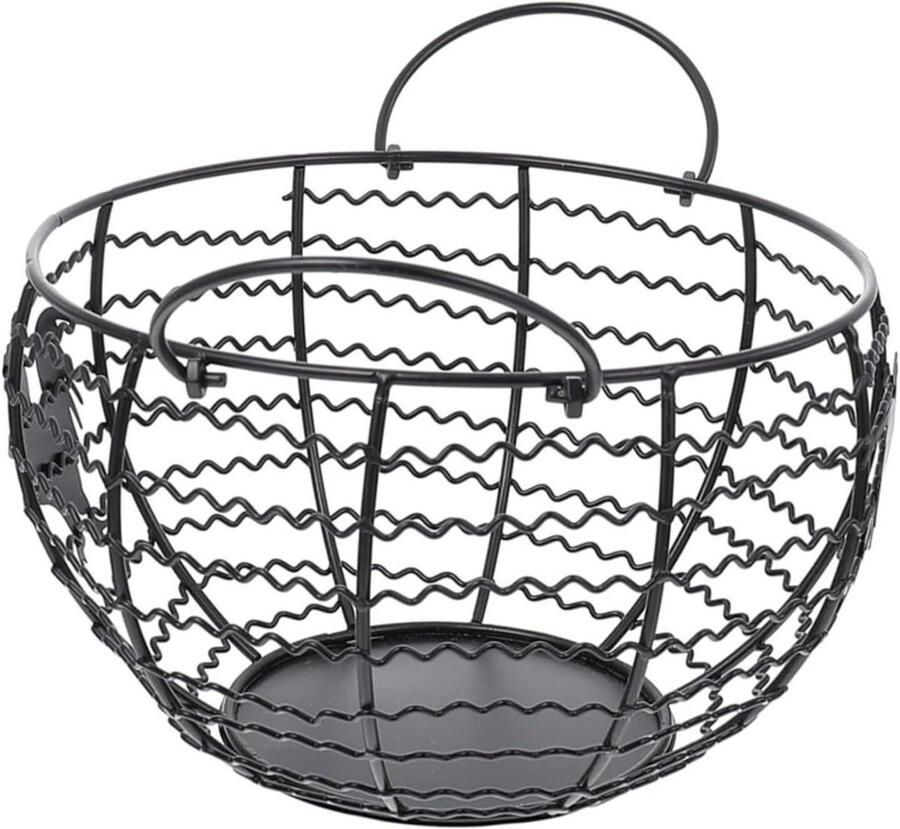 Eiermand Keukenopslag Metaaldraad Houder Eieren Verzamelen Boerderij Stijl 20x20cm Zwart