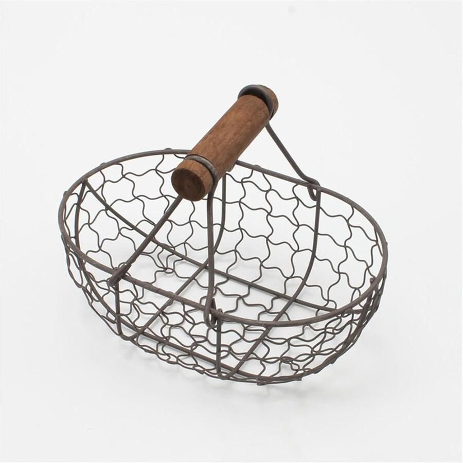 Eiermand Kip Eierhouder Mand Keuken Opbergen Handgemaakt Decoratief 18x12 cm Zwart