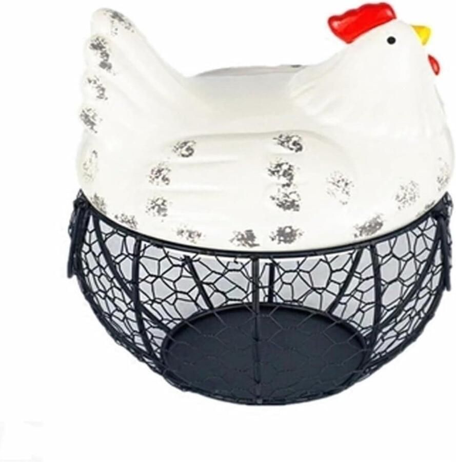 Eiermand Kip Opberger Decoratief Keuken Opbergen Keramiek Deksel 19.5x22cm Veelkleurig