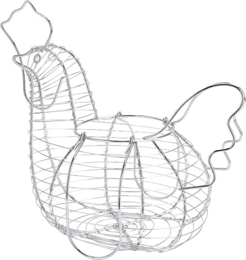 Eiermand Kip Verzamelmand Houder Verse Eieren Verzamelen Ademend Hol Ontwerp 30x25x12 cm Zilver