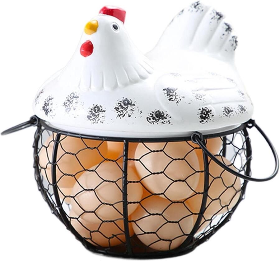 Eiermand Kippen Eierhouder Mand Verse Eieren Verzamelen Met Deksel Handvat 15 Eieren Wit