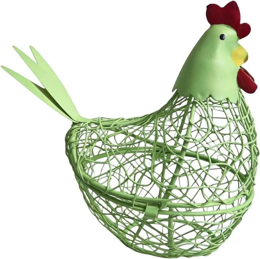 Eiermand Kippenvorm Decoratieve mand Eieren bewaren Luchtige constructie 20 x 10 x 10 cm Lichtgroen