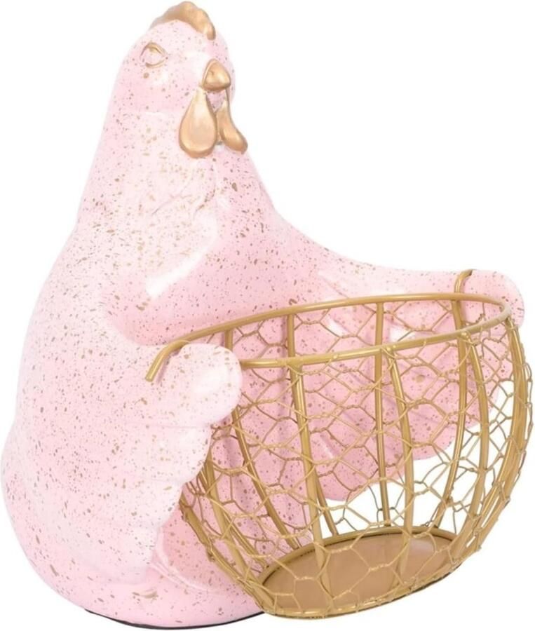 Eiermand Kippenvorm Eierhouder Decoratief Eieren Opbergen Met Keramisch Deksel 24 cm Hoog Roze