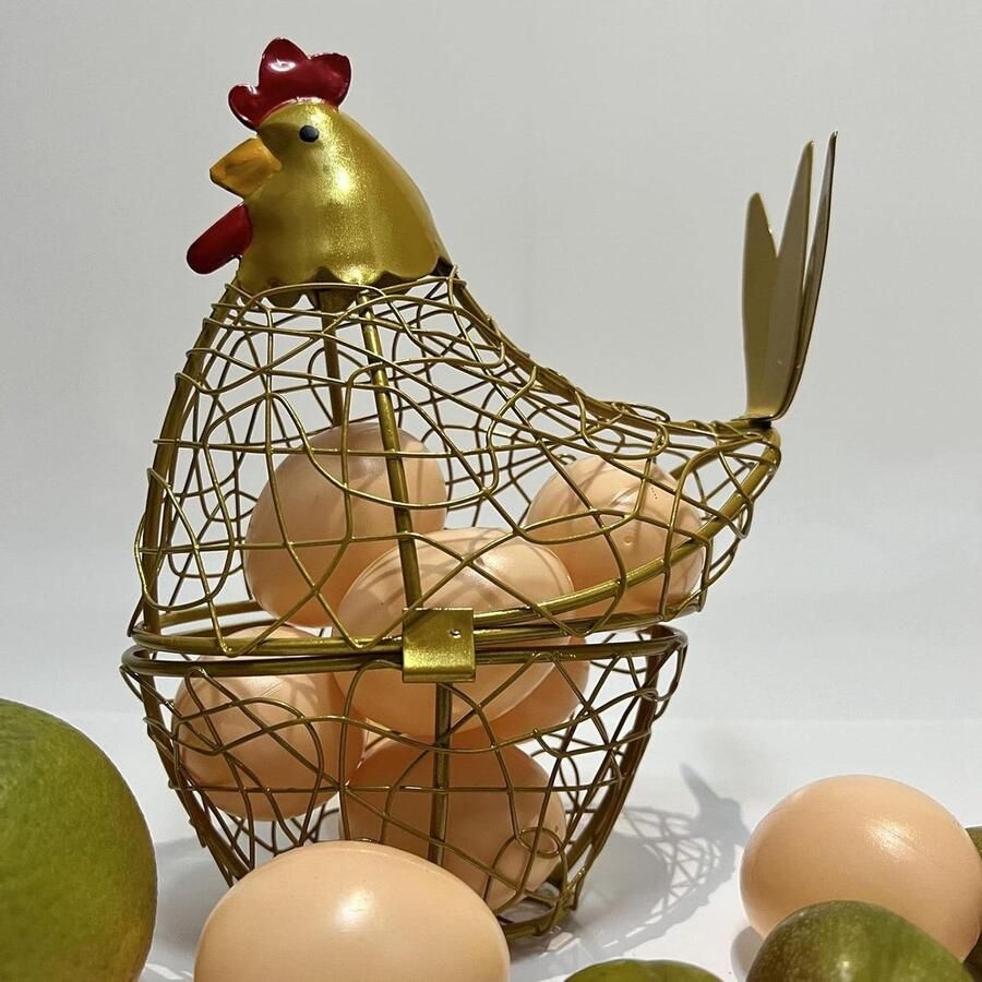 Eiermand Kipvorm Eierhouder Decoratie Keuken Organisatie Multifunctioneel Gebruik Ruim Interieur Goud