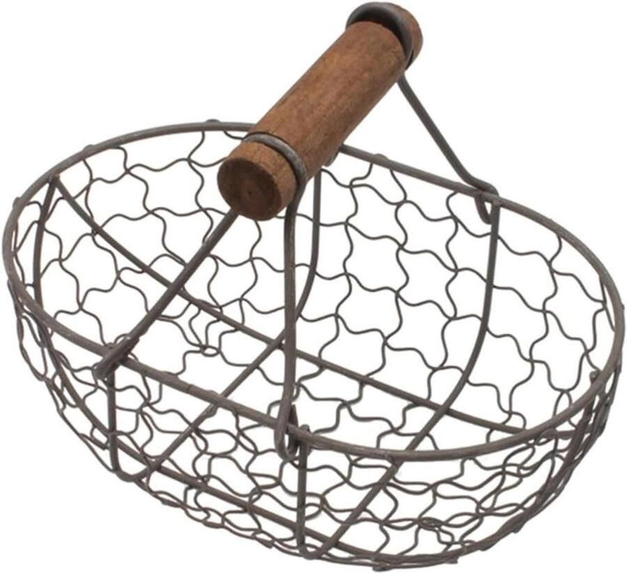 Eiermand Kleine Mand Eierhouder Opbergmand Keuken Organisatie Vintage Zwart Metaal 18x12x6.5 cm Zwart