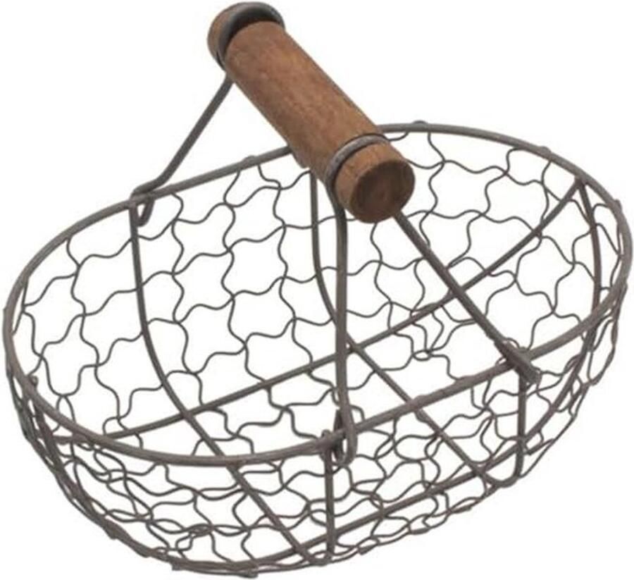 Eiermand Kleine Metalen Eierhouder met Handvat Zwarte Rustieke Keuken Opbergmand Aanrecht Organizer voor Verse Eieren Brood Fruit Groente