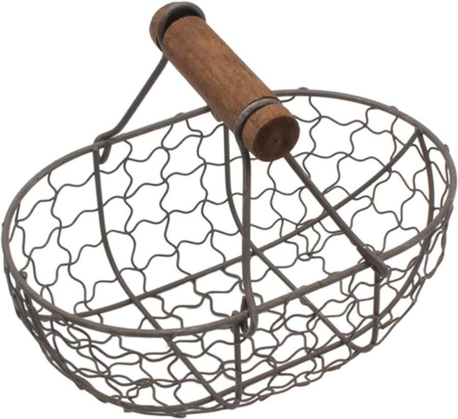Eiermand Kleine Metalen Eierhouder met Handvat Zwarte Rustieke Keuken Opbergmand Aanrecht Organizer voor Verse Eieren Brood Fruit Groente