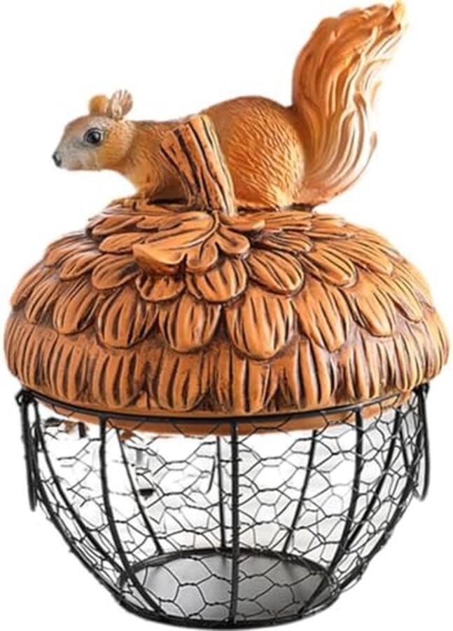 Eiermand met deksel Eierhouder mand Keuken opbergen Duurzaam ijzer en hars 20x28cm Eekhoorn design