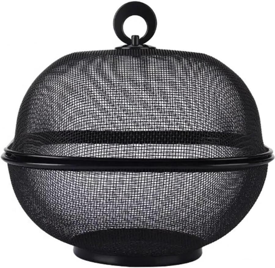 Eiermand met deksel Fruitmand keuken organiseren Robuuste metalen mand 27 cm diameter Zwart