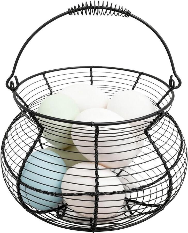 Eier Mand Opbergmand Keuken Eieren Verzamelen Geventileerde Roosterstructuur 17x22x17 cm Mat Zwart