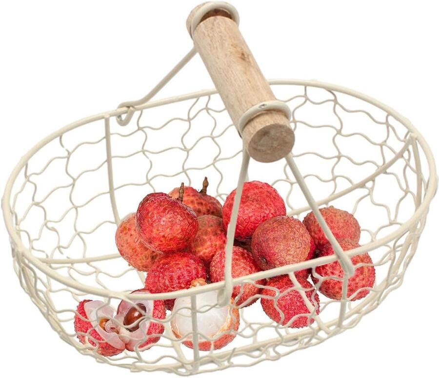 Eiermand met handvat Fruitmand Keuken organiseren Ruimtebesparend ontwerp 12 eieren Zwart