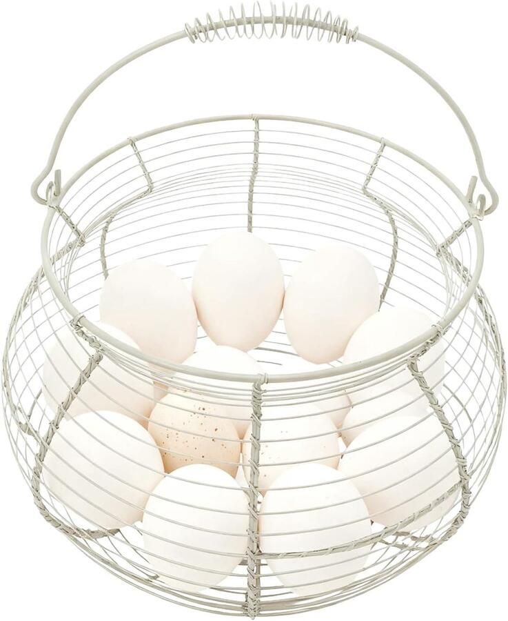 Eiermand met handvat Metalen mand Keuken organiseren Vintage boerderijdesign 166 x 25 x 166 mm Beige