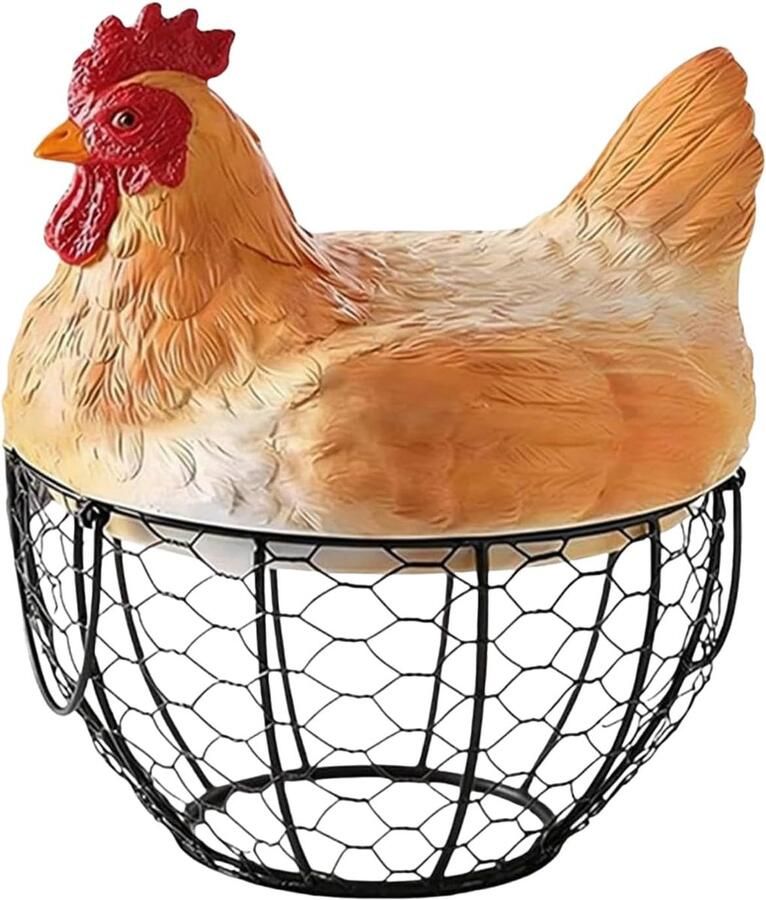 Eiermand Met Kip Eierhouder Aanrecht Verse Eieren Opslag Vintage Boerderij Stijl 25 Cm Hoog