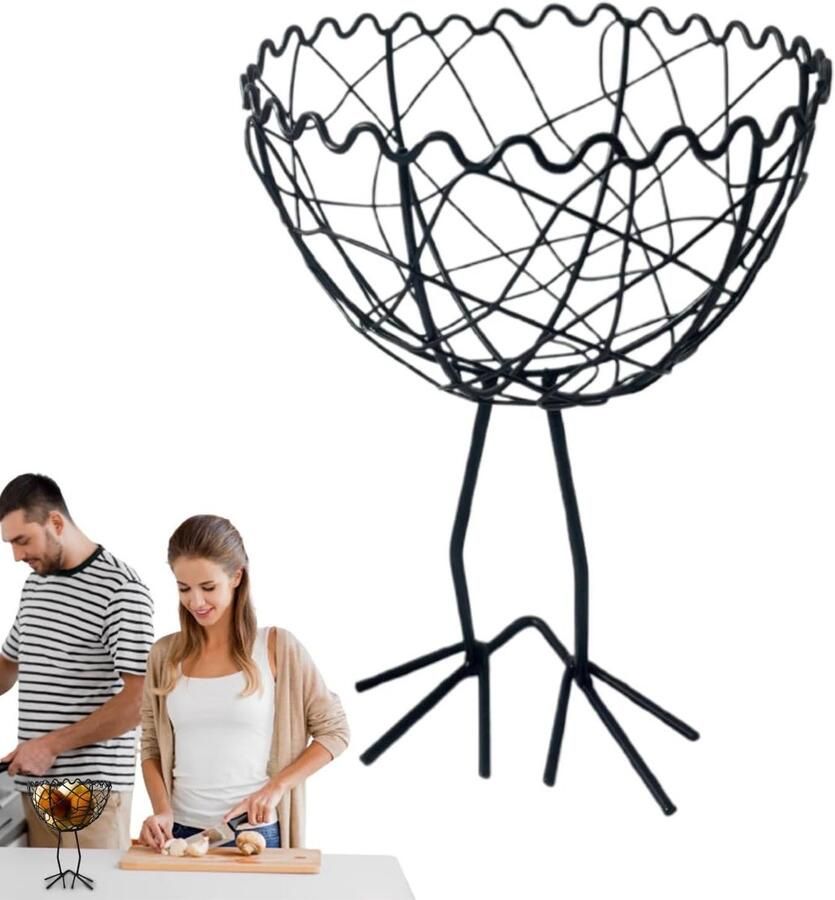 Eiermand Metaal Eierhouder Mand Keuken Organiseren Grote Capaciteit 15 x 15 x 20 cm Zwart