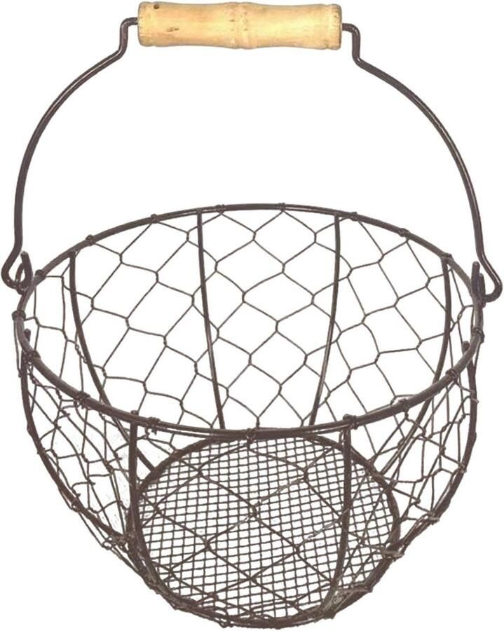 Eiermand Metaal Keukenhouder Opbergmand Eieren Verzamelen Ventilatie Geoptimaliseerd 22B x 14H cm Bruintinten