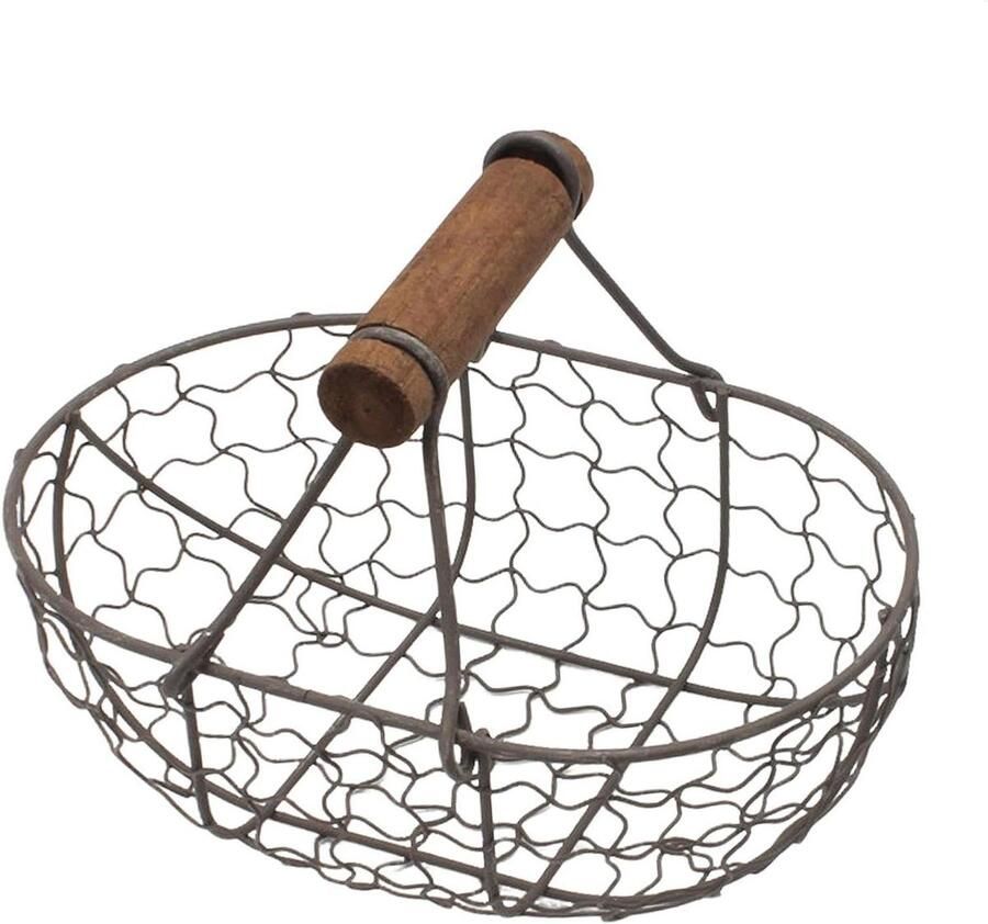 Eiermand Metaaldraad Fruitmand Keukenmand Eieren Verzamelen Rustiek Boerderij Ontwerp 18 x 12 cm Zwart