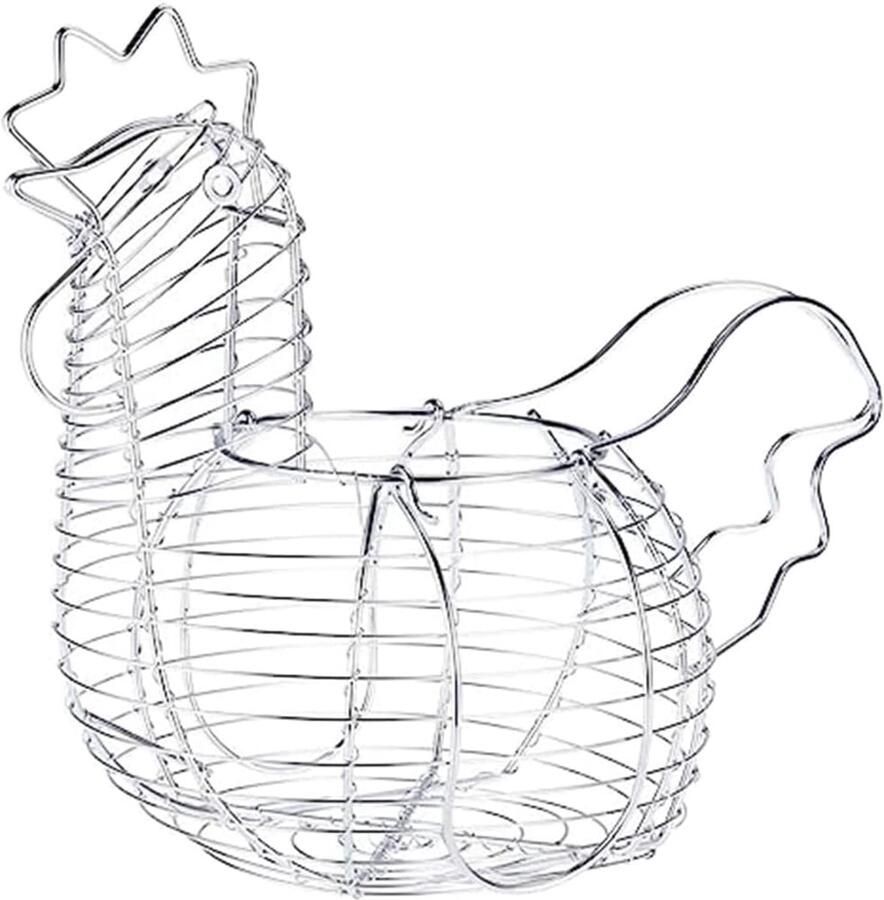 Eiermand Metaaldraad Kippenmand Opslag Keuken Organisatie Rustieke Ronde Vorm 1-3cm Fout Zilverkleurig