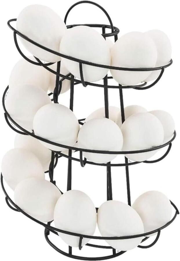 Eiermand Modern Eierhouder Dispenser Eieren Opbergen Spiraalvormig Design Tot 22 Eieren Zwart