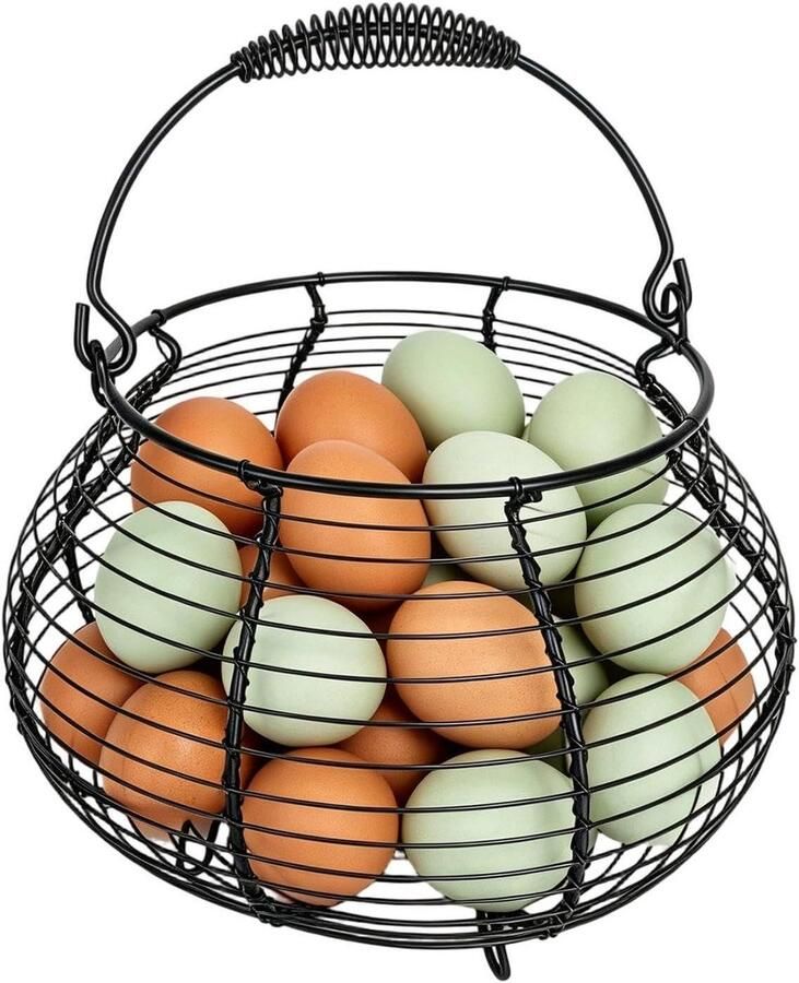 Eiermand Verzamelmand Houder Keuken Organisatie Geventileerd Ontwerp 16.6 cm Zwart - Foto 2