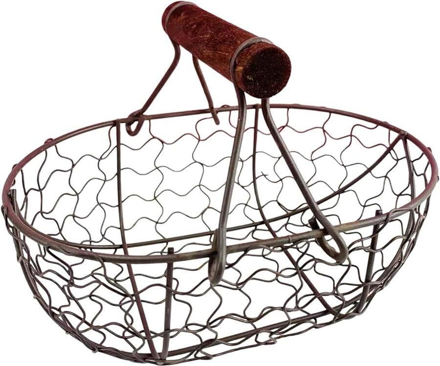 Eiermand Opbergmand Verse eieren verzamelen Rustieke vintage stijl 18 cm Bruin