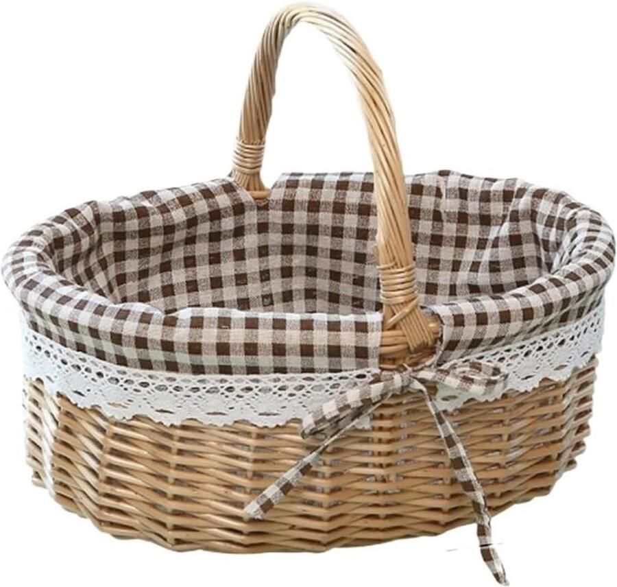 Eiermand Riet Oogstmand Opbergmand Keuken Organiseren Handgeweven Design 28x26x20 cm Natuurlijk