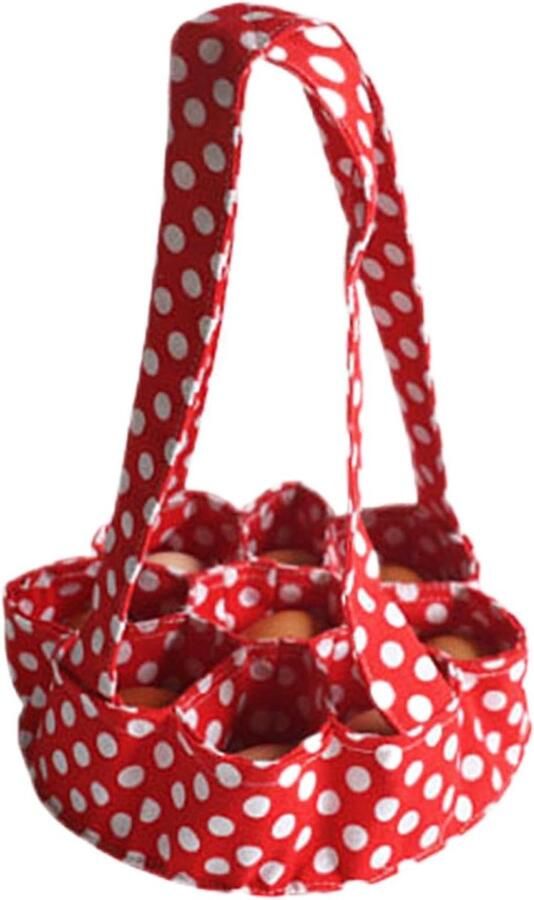 Eiermand Stoffen Eier Verzamelaar Boerderij Transport Met 7 Zakjes 23x22cm Rood