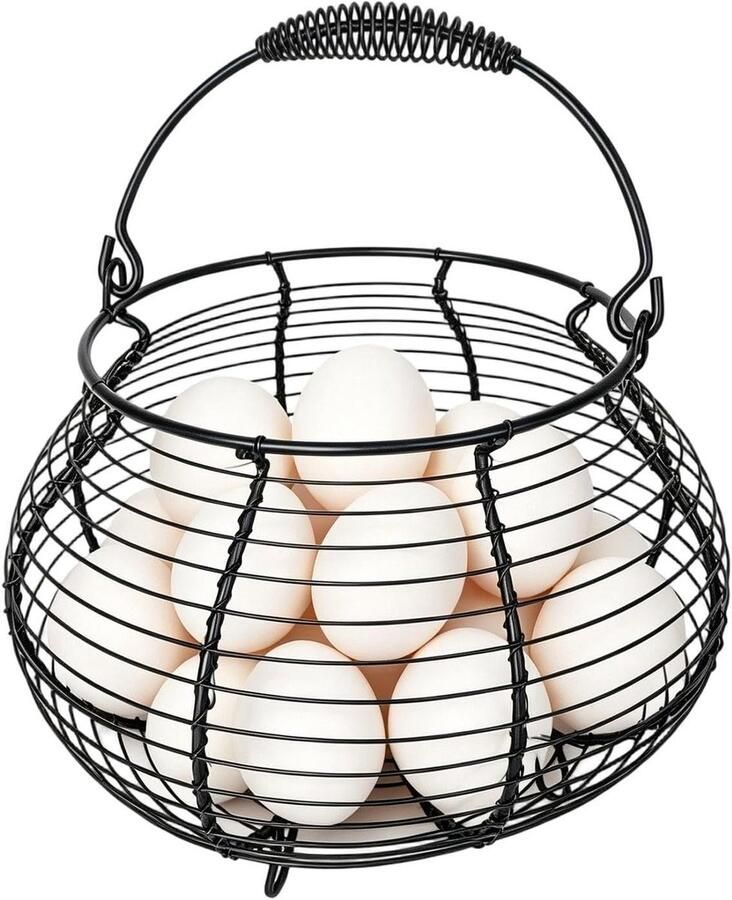 Eiermand Verzamelmand Houder Keuken Organisatie Geventileerd Ontwerp 16.6 cm Zwart