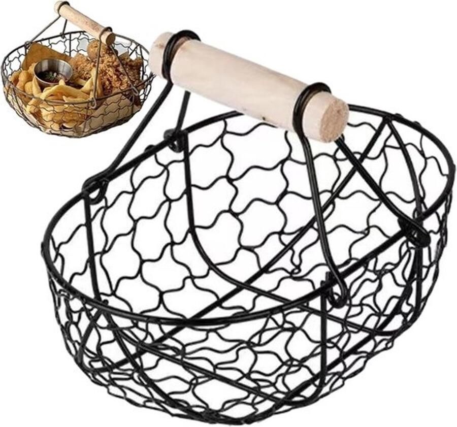 Eiermand Verzamelmand Verse Eieren Holle Netstructuur 19 x 11 x 14 cm Zwart