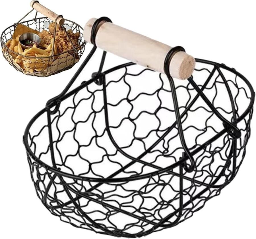 Eiermand Verzamelmand Verse Eieren Holle Netstructuur 19 x 11 x 14 cm Zwart