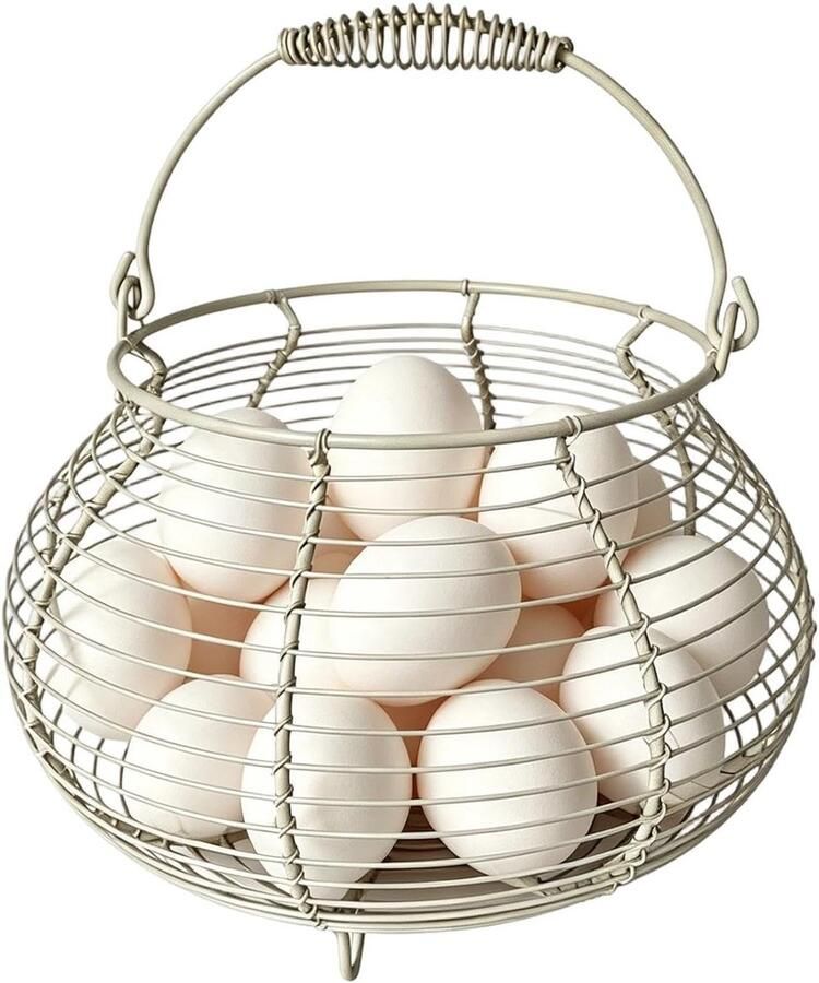 Eiermand Woven Holder Keuken Organiseren Roestvrij Metaal 166x25x166 mm Beige