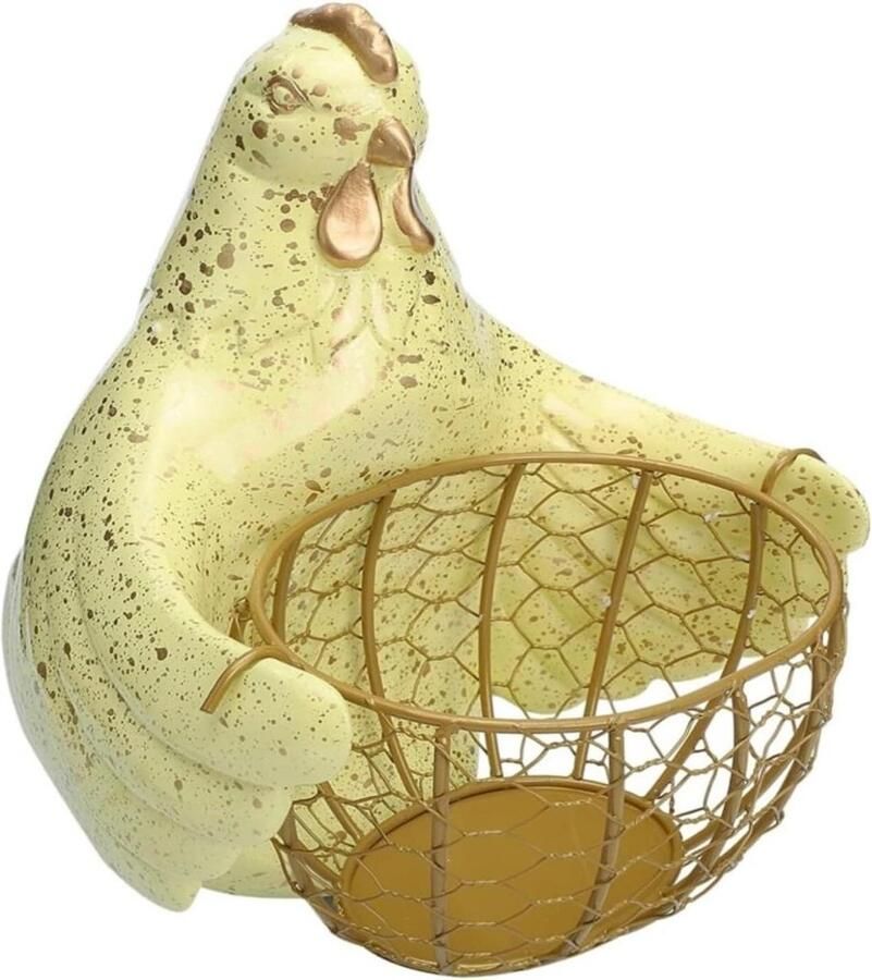 Eiermandje Boerderij Eierhouder Eieren Verzamelen Kipvorm Ontwerp 23.9 cm Geel