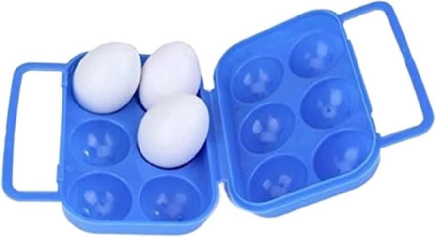 Eiermandje Opvouwbaar Eierhouder Container Eieren Verzamelen Draagt tot 6 eieren 15.5x11.5x7.2cm Blauw