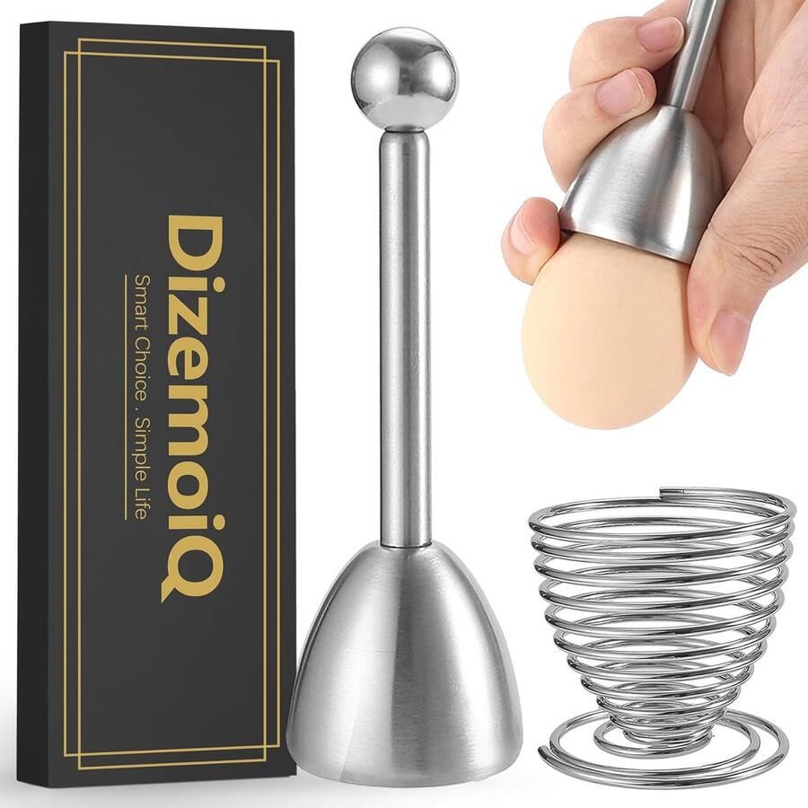 Eierontstopper Set Eieropener Ei Prikker Ontbijt Bereiden Roestvrij Staal 5x5x5 cm Zilverkleurig