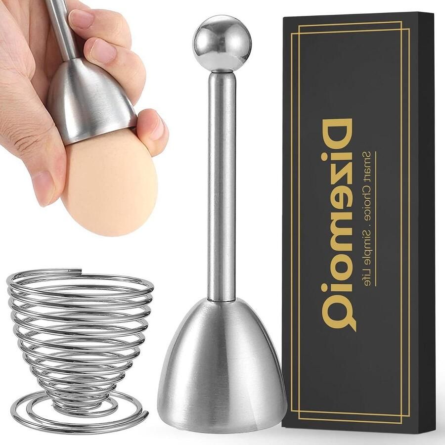 Eierontstopper Set Eieropener Eierprikker Ontbijt Bereiden Roestvrij Staal 5 x 5 x 5 cm Zilverkleurig