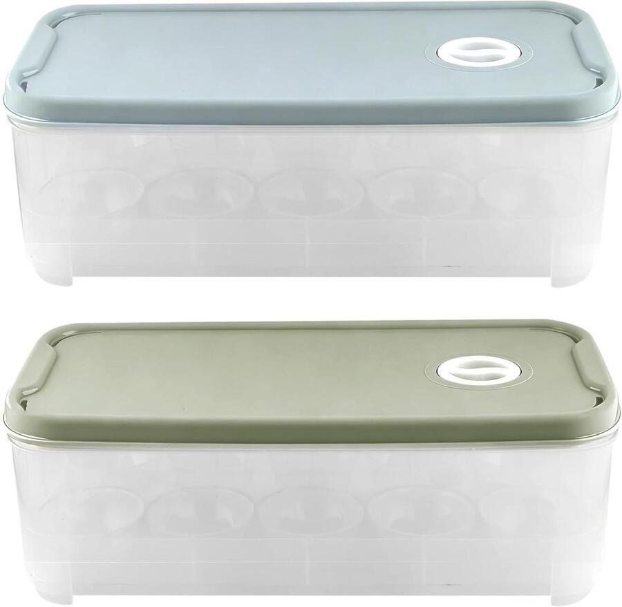 Eieropbergdoos Eierhouder Keuken Organiseren Bescherming tegen breken 2 stuks 10 eieren Blauw en groen