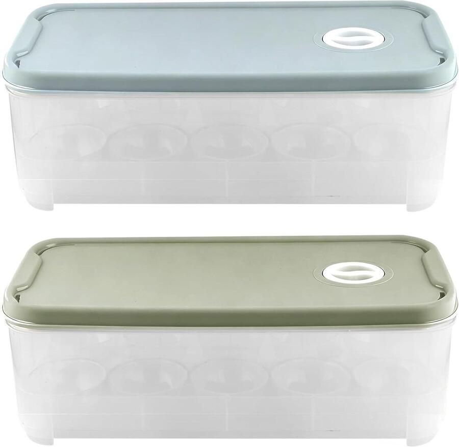 Eieropbergdoos Eierhouder met deksel Keuken organiseren Bescherming tegen breken 2 stuks 10 eieren Blauw groen