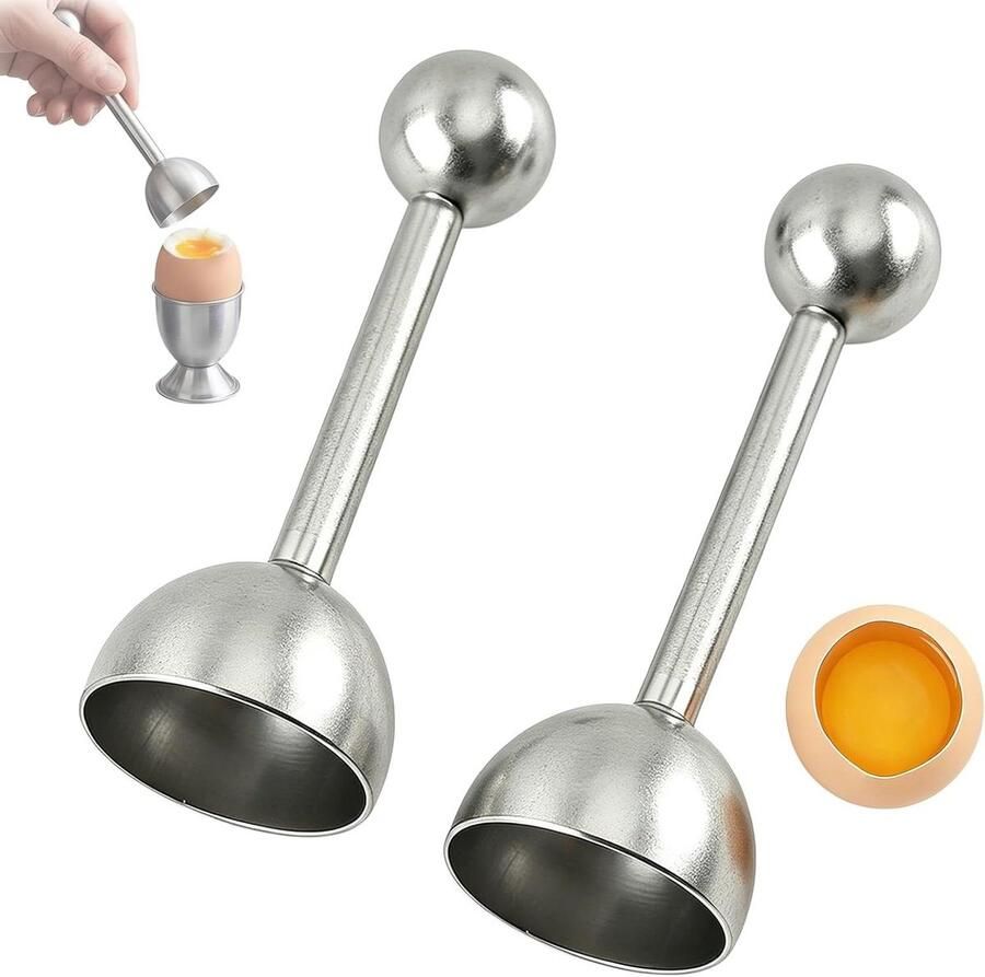 Eieropener 2 stuks Eierdop houder Ontbijt bereiden Roestvrij staal 10x5x3 cm Zilver