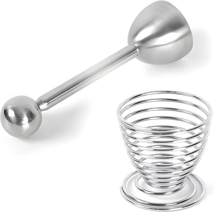 Eieropener en Veerbare Eierhouder van Roestvrij Staal Met Vaatwasmachinebestendig Eiermes